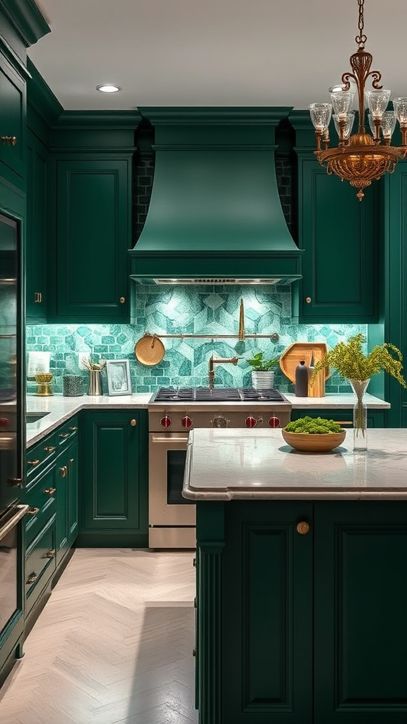 1. Enchanting Emerald Kitchen Designs