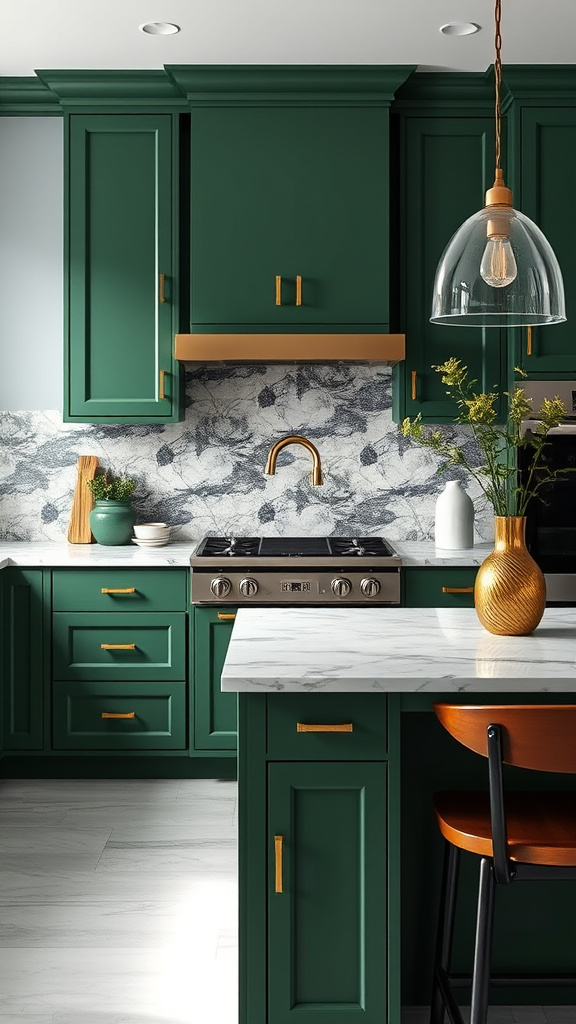 2. Forest Green Kitchen Elegance