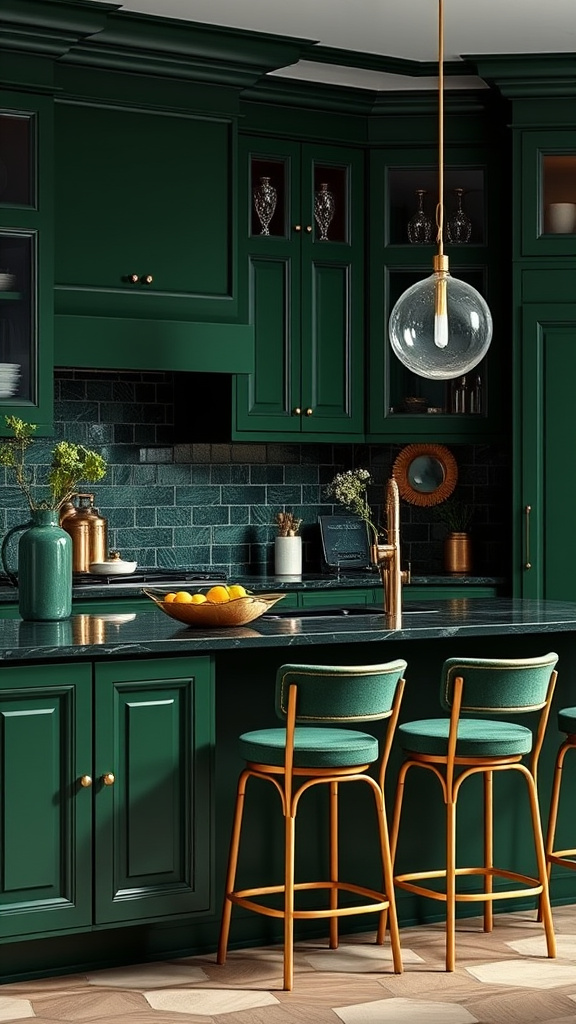 4. Lush Green Kitchen Glamour