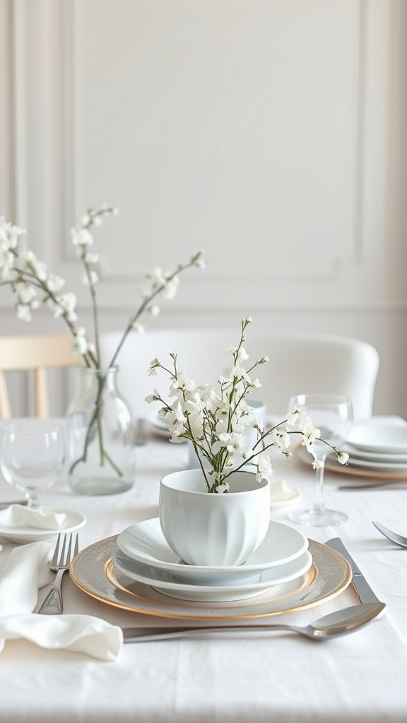 14. Pristine White Easter Tablescape