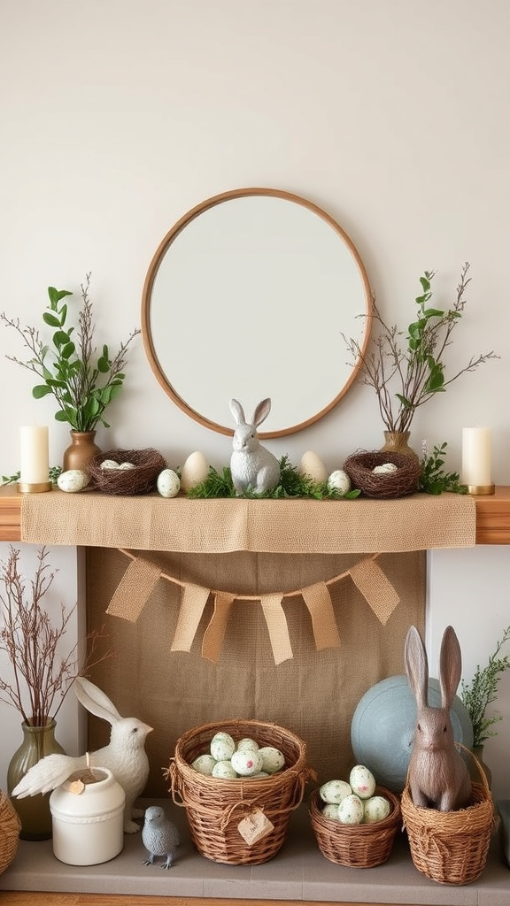 12. Earthy Elegance Easter Mantel