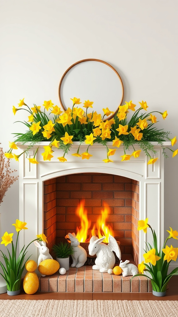 13. Dazzling Daffodil Mantel Decor