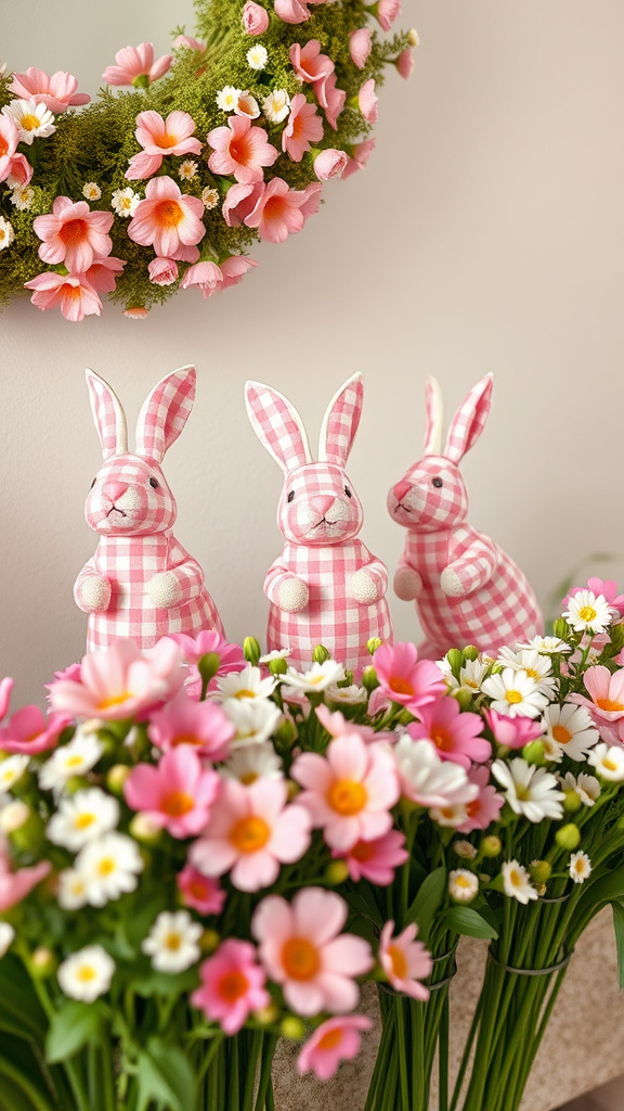 15. Gingham Bunnies and Blooms