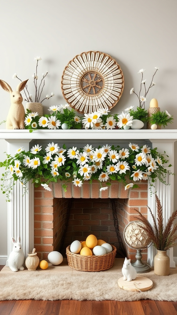 25. Delightful Daisy Mantel Design