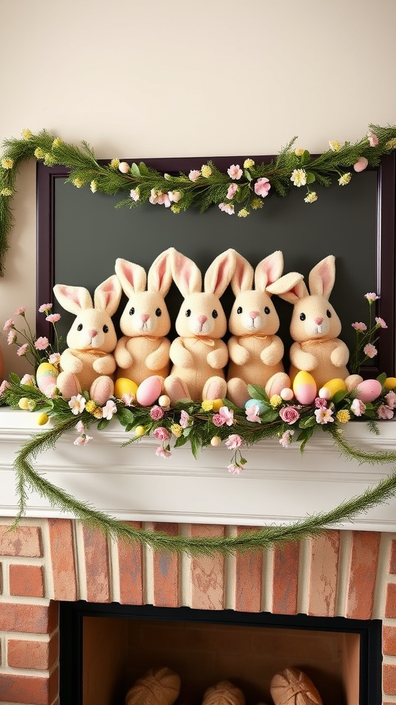 7. Plush Bunny Mantel Magic