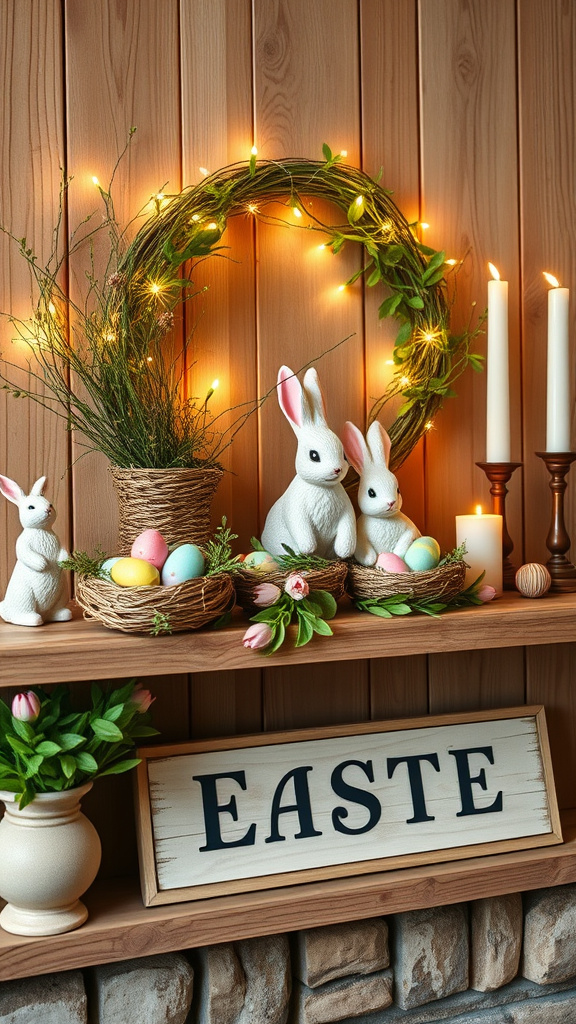 9. Rustic Easter Mantel Radiance