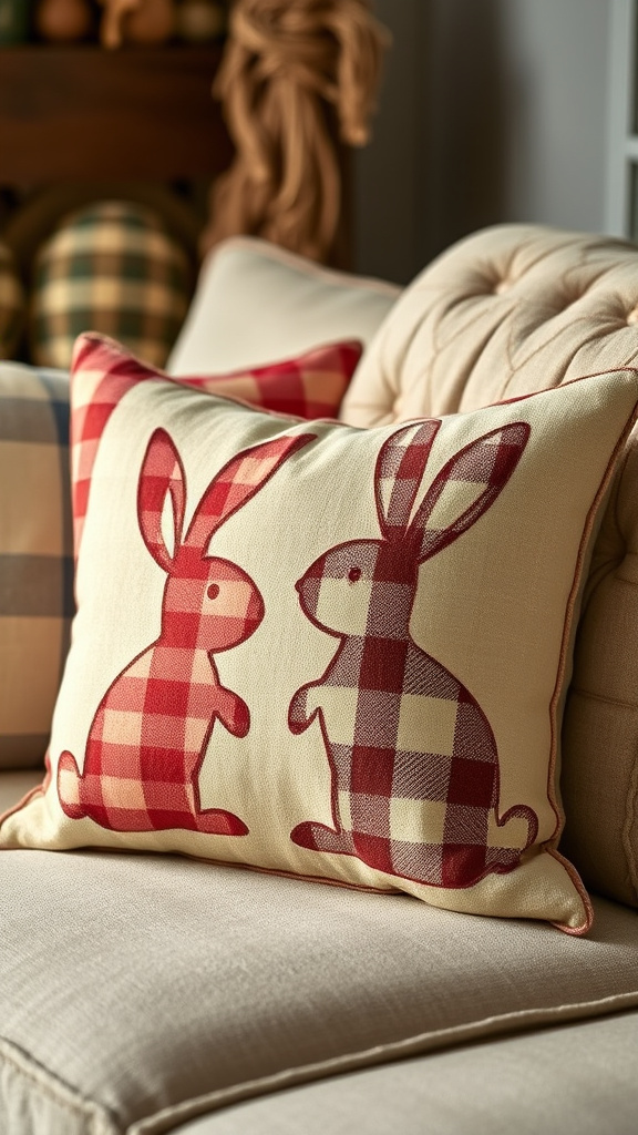 12. Homespun Plaid Bunny Pillows