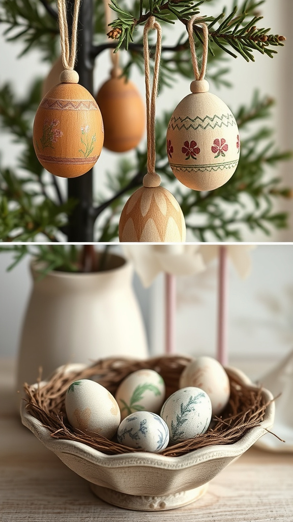 2. Classic Wooden Egg Ornaments