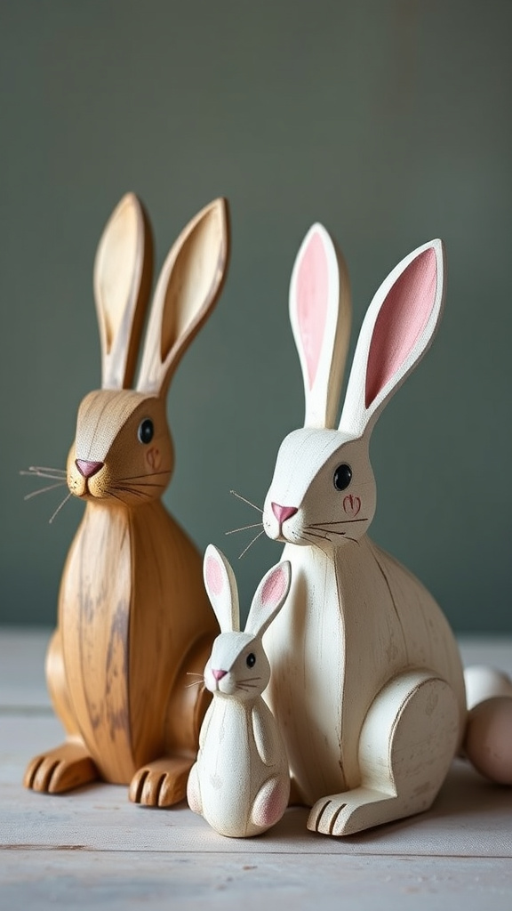 5. Hand-Painted Wooden Rabbits