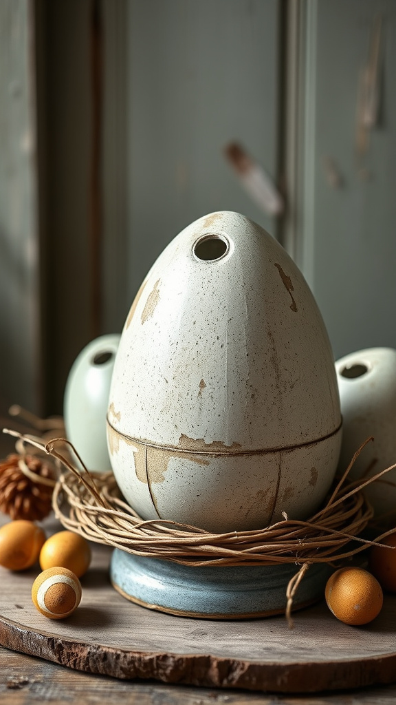 6. Distressed Tin Egg Decorations