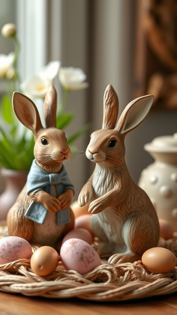 9. Antique Rabbit Figurines