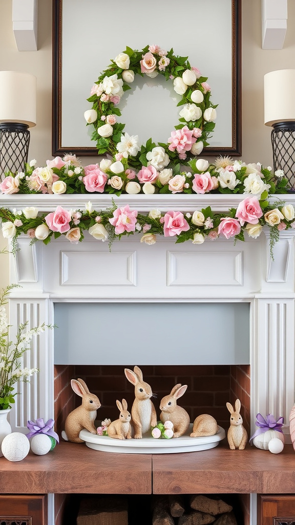 3. Bunny Bliss Fireplace Decor