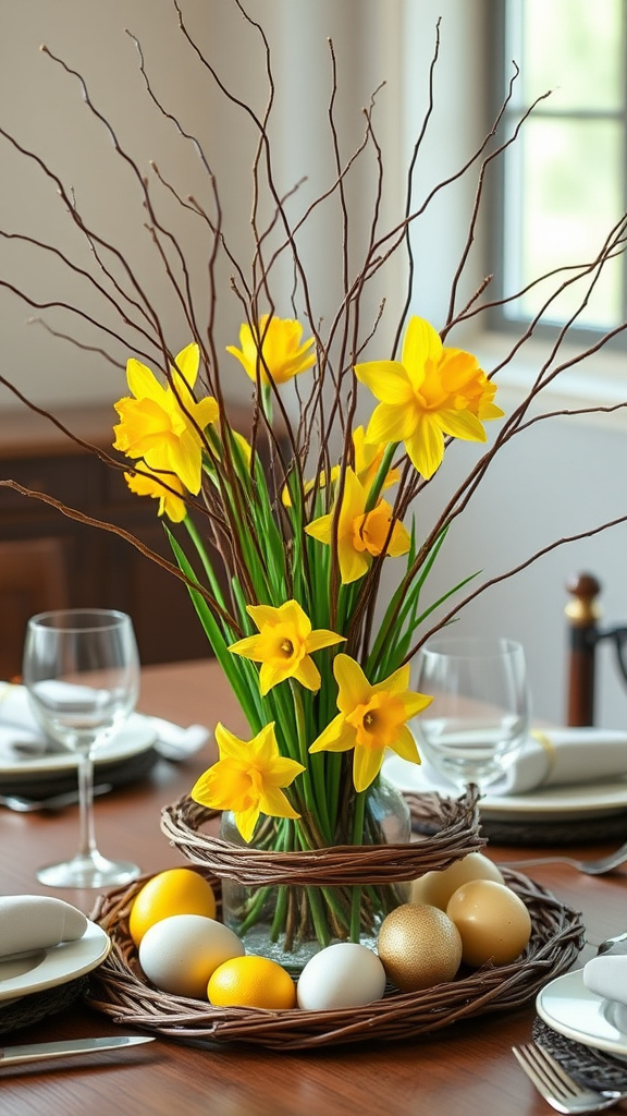 15. Daffodil and Willow Centerpieces