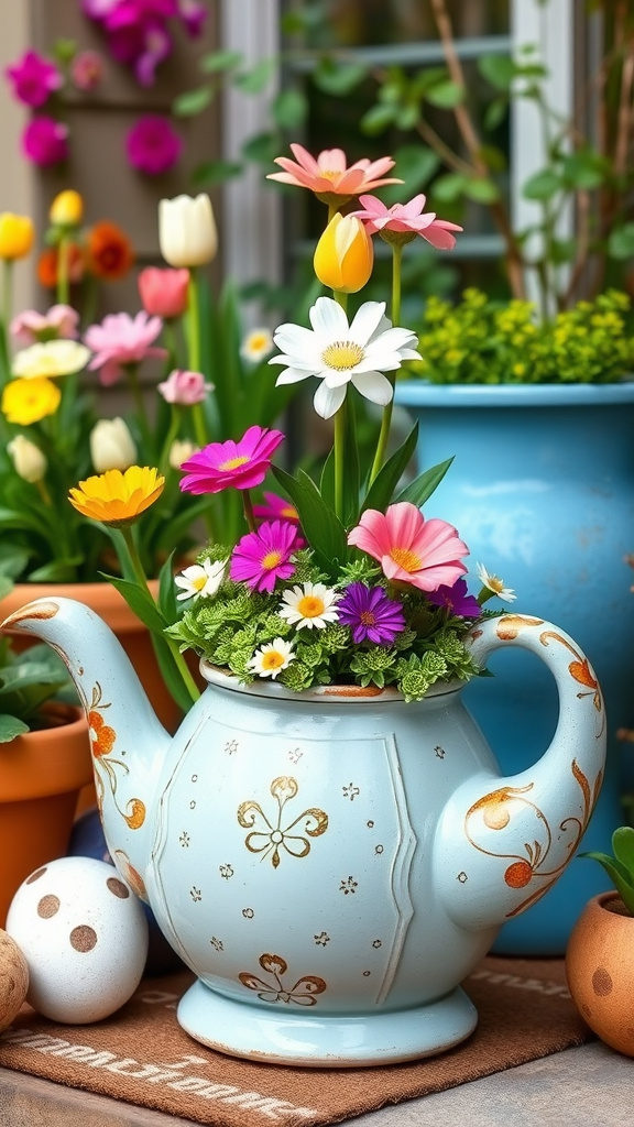 15. Eclectic Springtime Potted Displays