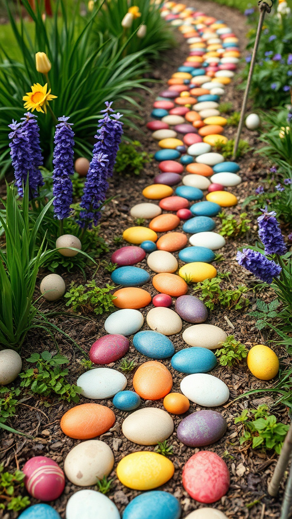 18. Artful Eggshell Path Tiles