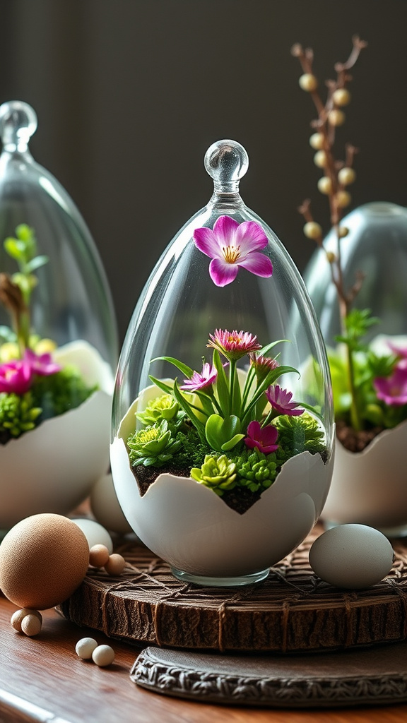 7. Elegant Eggshell Terrariums