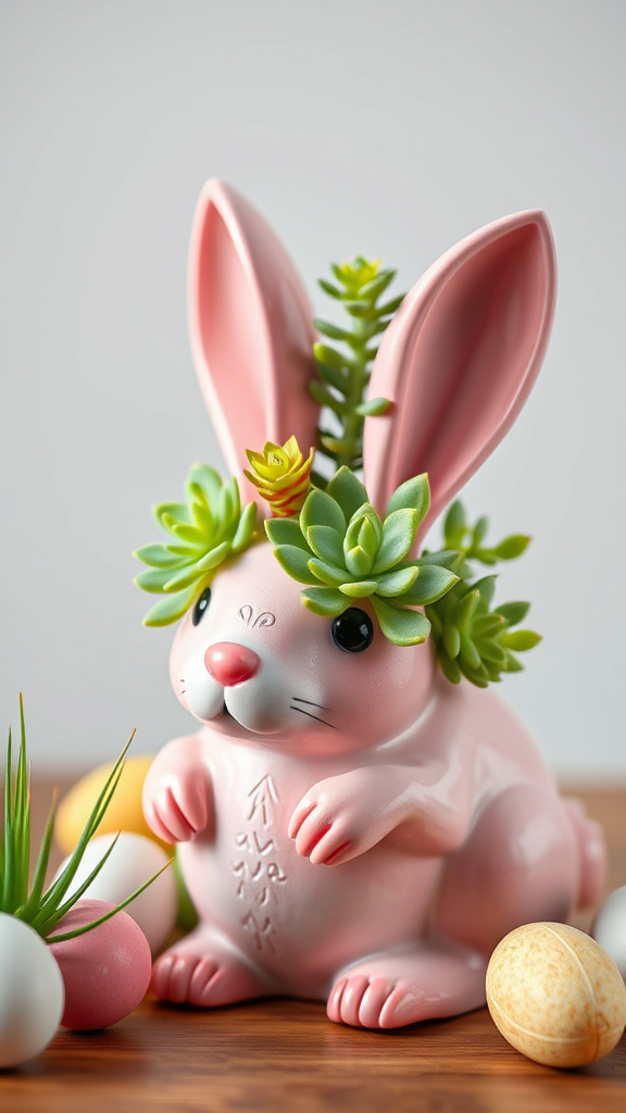 16. Sweet Succulent Bunny Planter