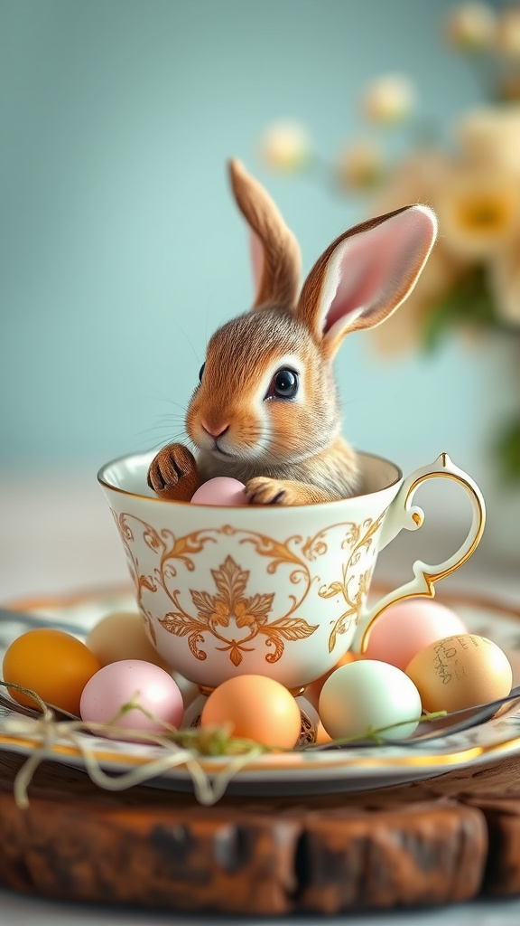 2. Vintage Bunny in a Teacup