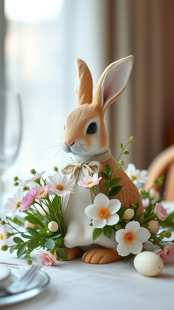 5. Elegant Floral Bunny Arrangement