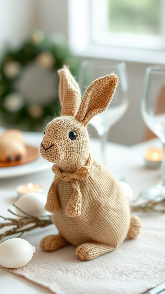 6. Rustic Burlap Bunny Charm