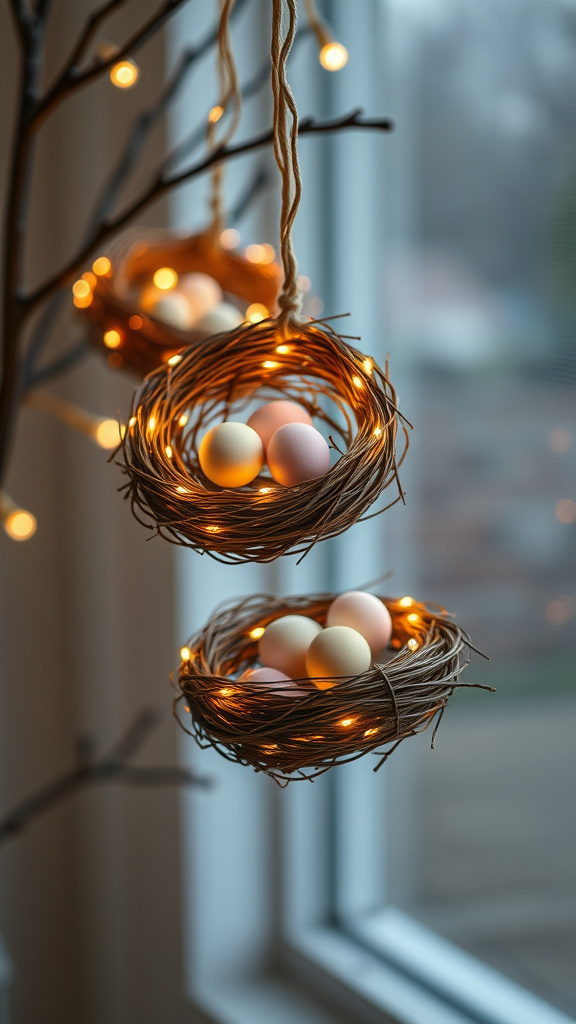 14. Twinkle Light Bird Nests