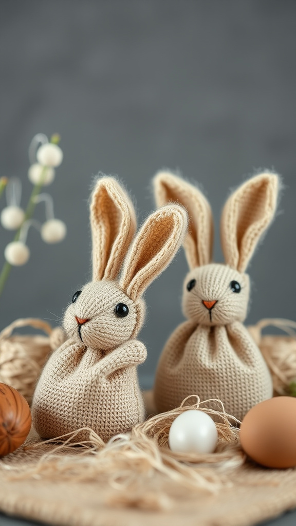 18. Natural Fiber Bunny Pouches