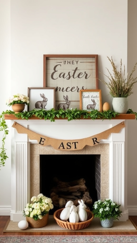 4. Rustic Easter Mantel Displays