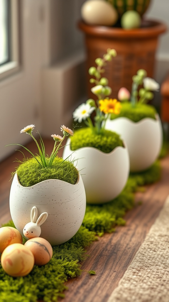 18. Moss-Filled Egg Planters