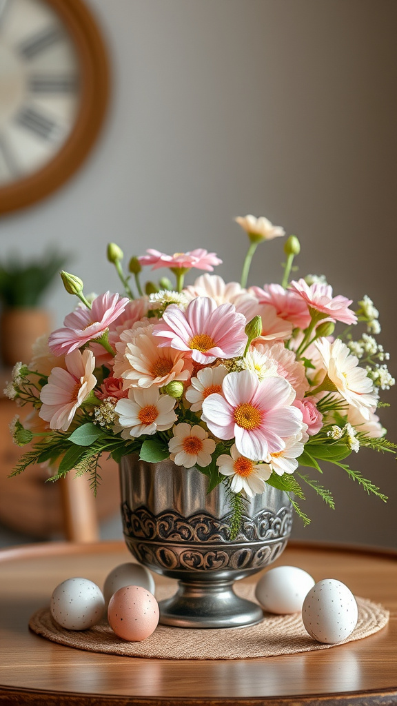 25. Floral and Egg Centerpiece