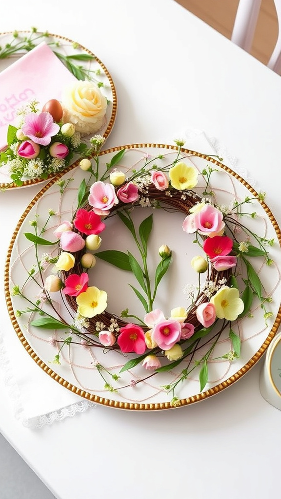 11. Floral Wreath Charger Plates