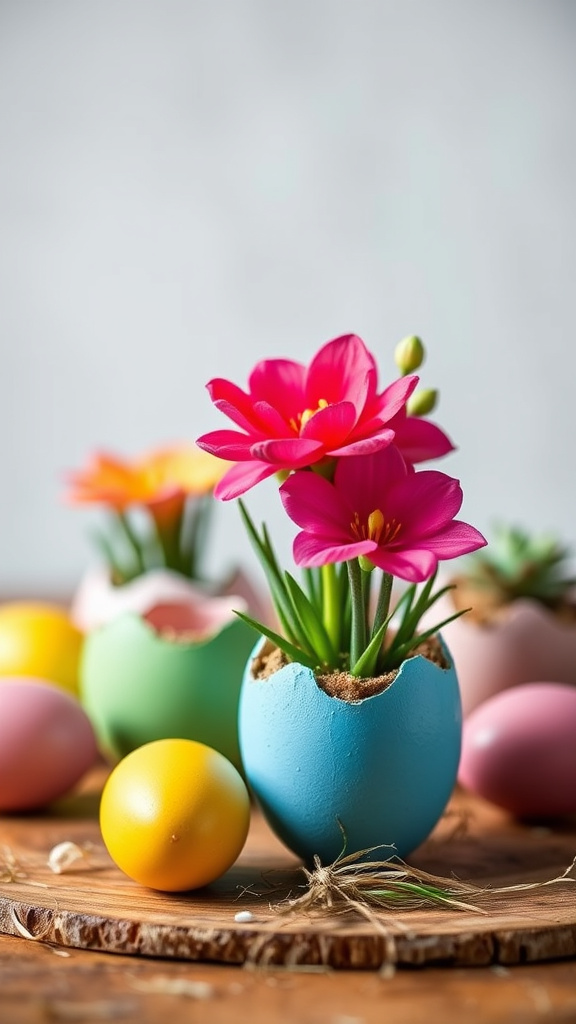 2. Vibrant Eggshell Centerpieces