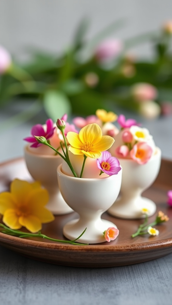 5. Flower-Adorned Egg Cups