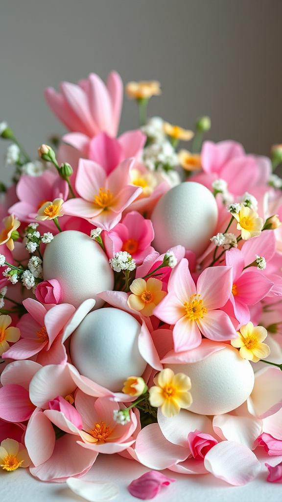 11. Pastel Petals and Easter Eggs