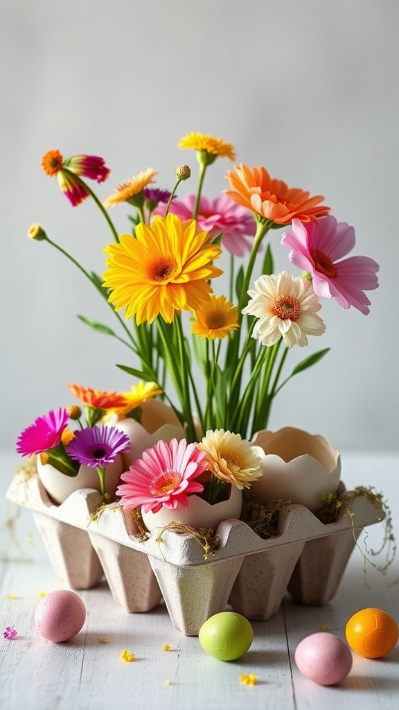 4. Vibrant Eggshell Floral Displays