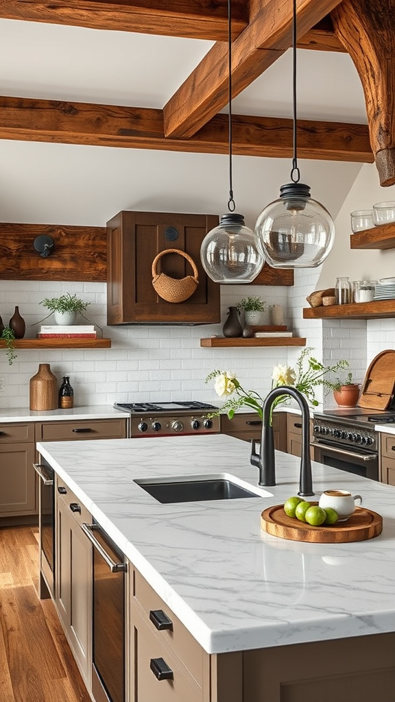 11. Quartz Countertops and Rustic Elements