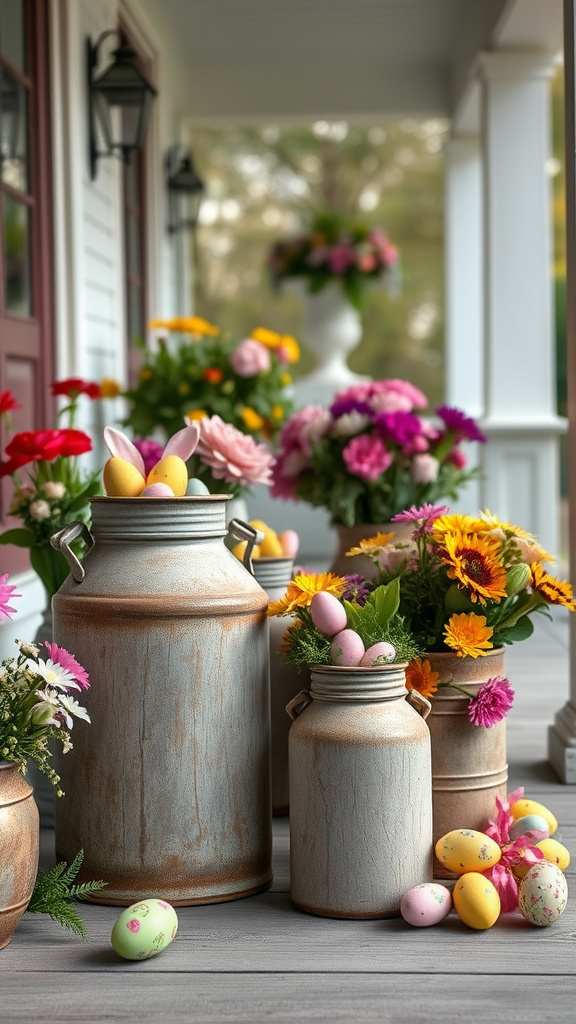 10. Rustic Easter Milk Cans