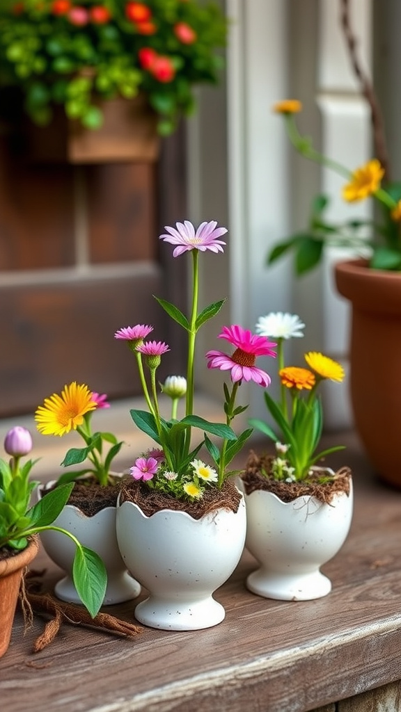 12. DIY Eggshell Flower Pots