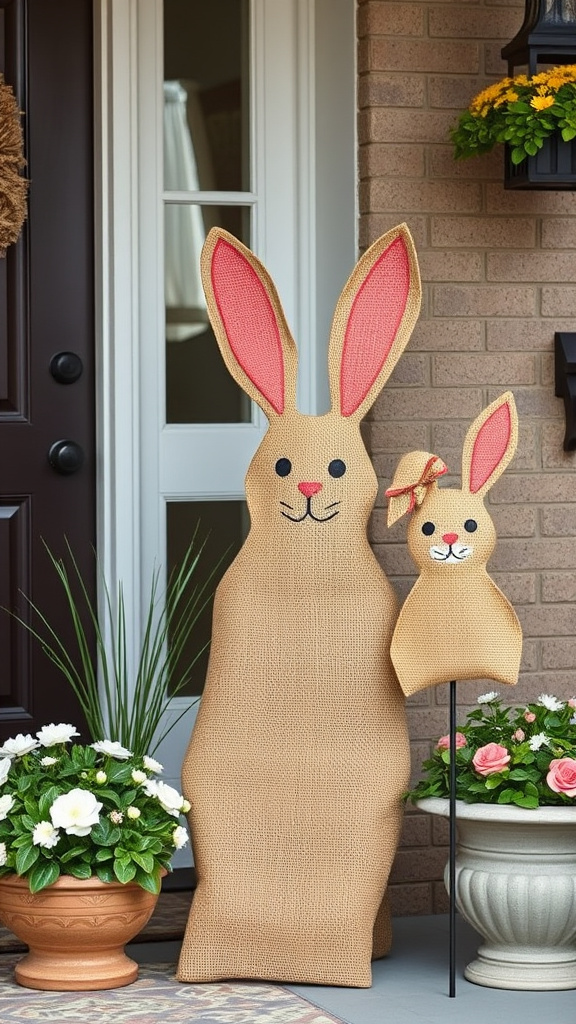 17. Burlap Bunny Porch Signs