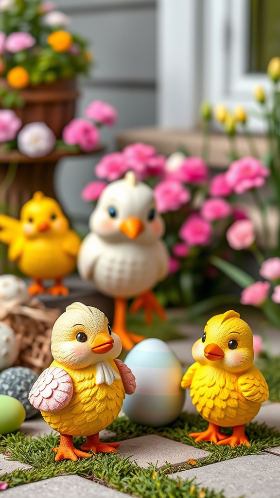 19. Festive Chick Outdoor Figurines