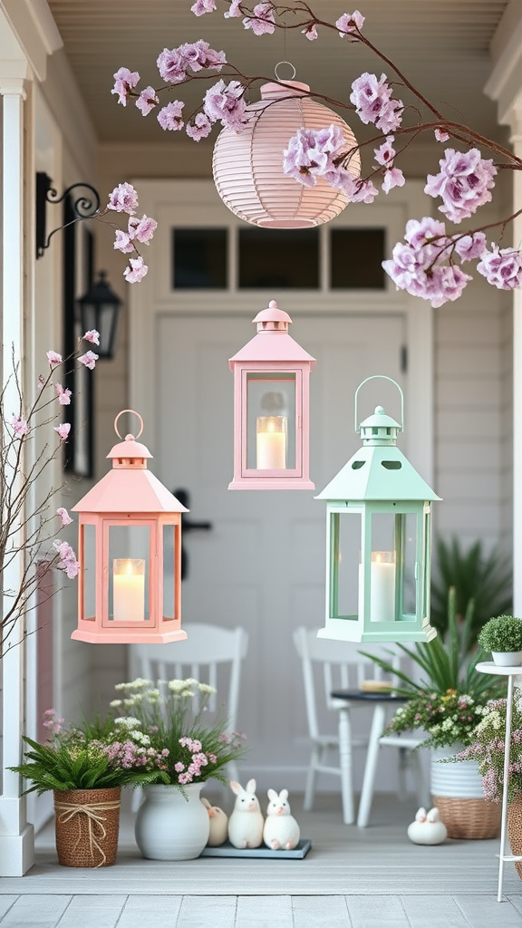 4. Pastel Lantern Arrangements