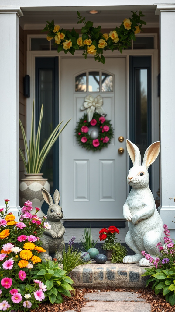 6. Springtime Bunny Statues