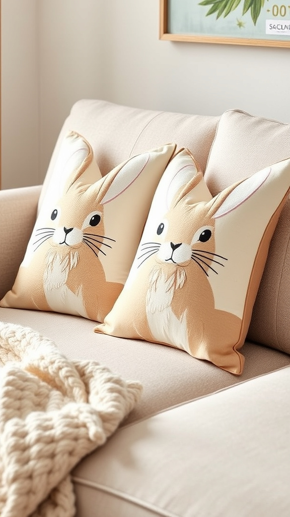 16. Muted Toned Bunny Pillows