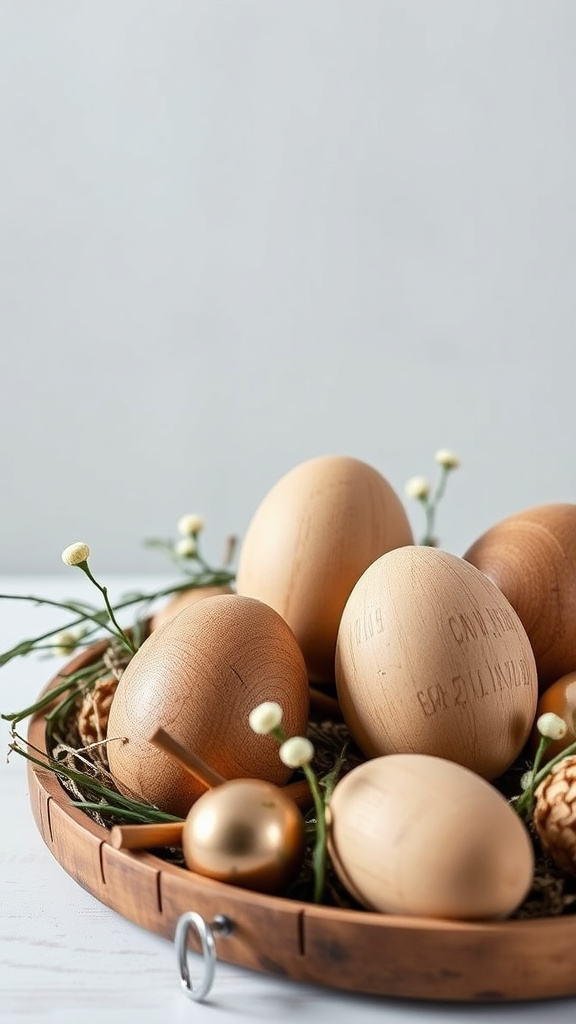 22. Eco-Friendly Wooden Egg Decor