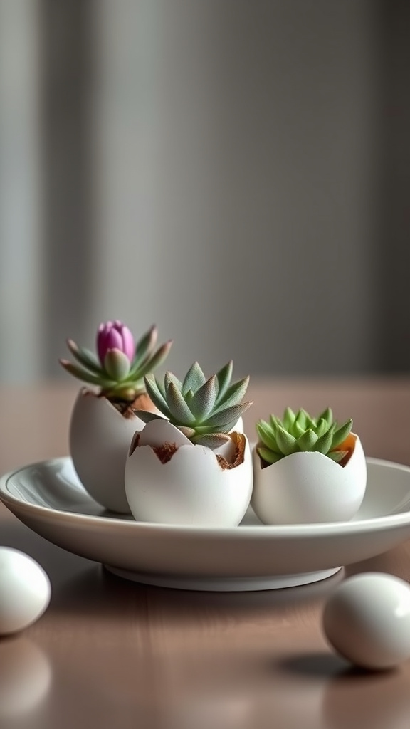 26. Sophisticated Eggshell Planters