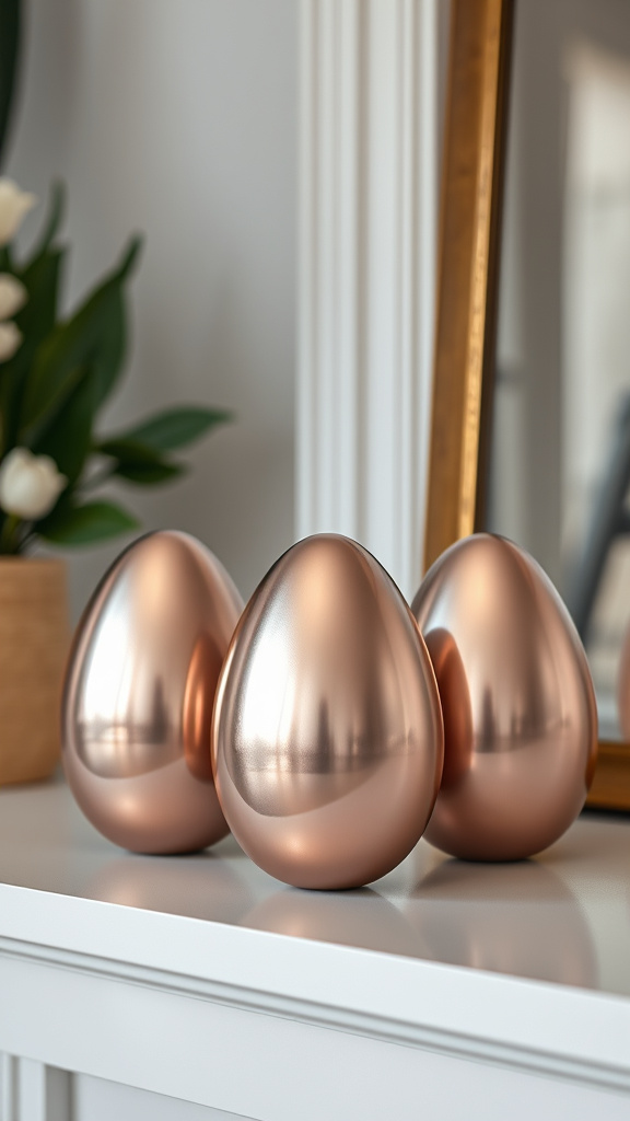 3. Sleek Metallic Egg Displays