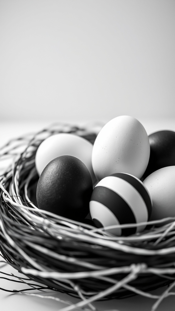 8. Chic Black and White Eggs