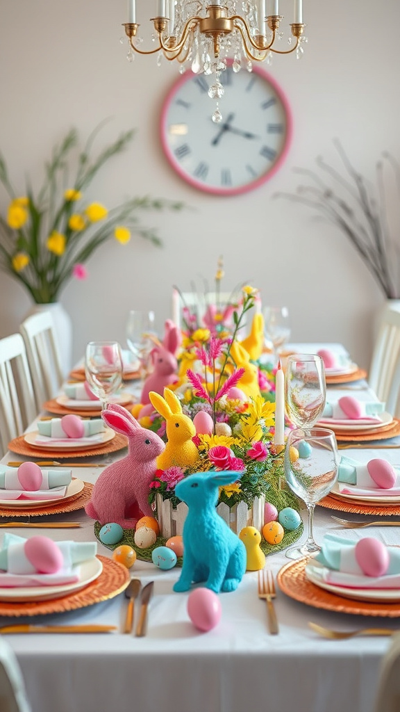 20. Radiant Rainbow Bunny Table