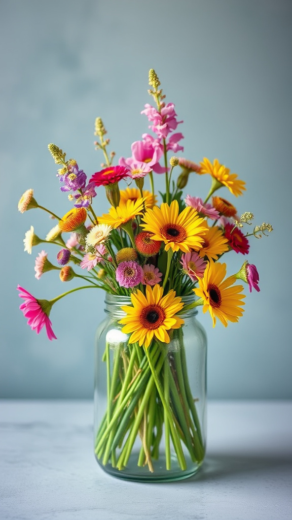 12. Colorful Easter Wildflower Jars