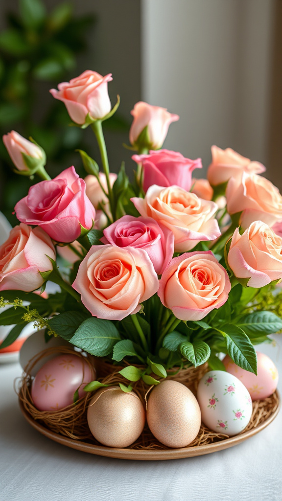 18. Roses And Eggs Easter Centerpiece