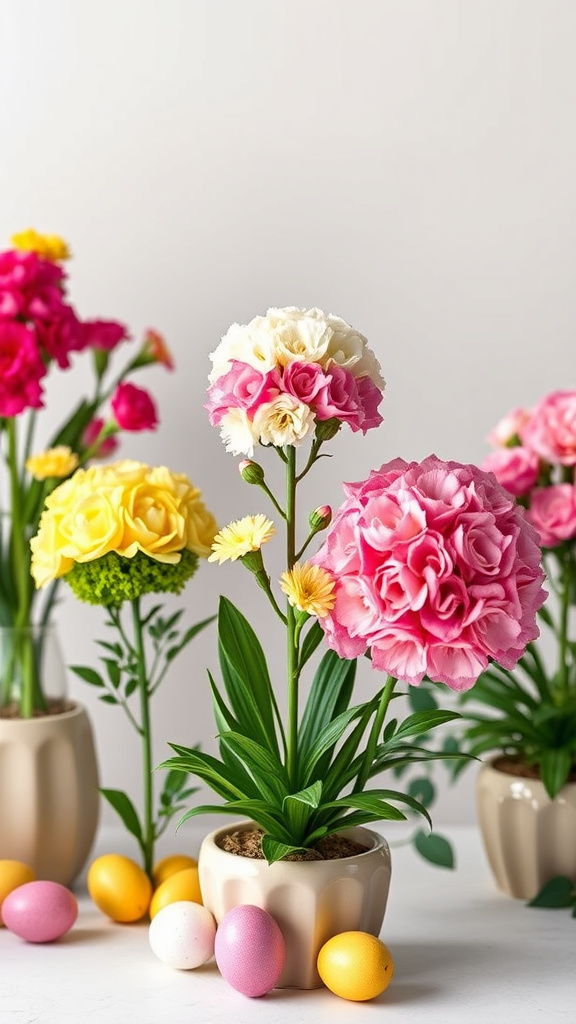 20. Cheerful Carnation Easter Topiaries